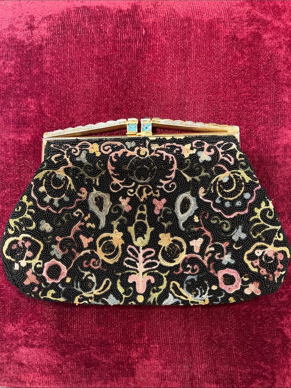 Vintage Black Beaded Clutch